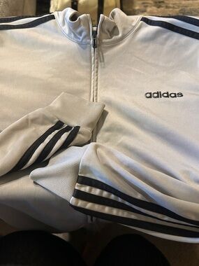 adidas Cream Track Jacket with Black Stripes
